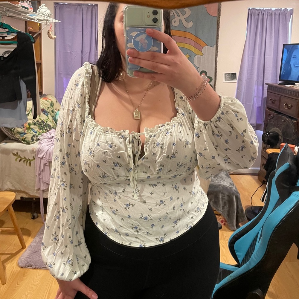 Wild Fable cropped milkmaid blouse